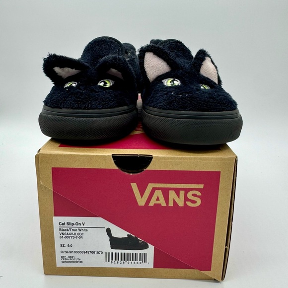 Toddler Vans Black Cat Slip-on V Sneaker Shoe Size 9 KIDS - Picture 3 of 8